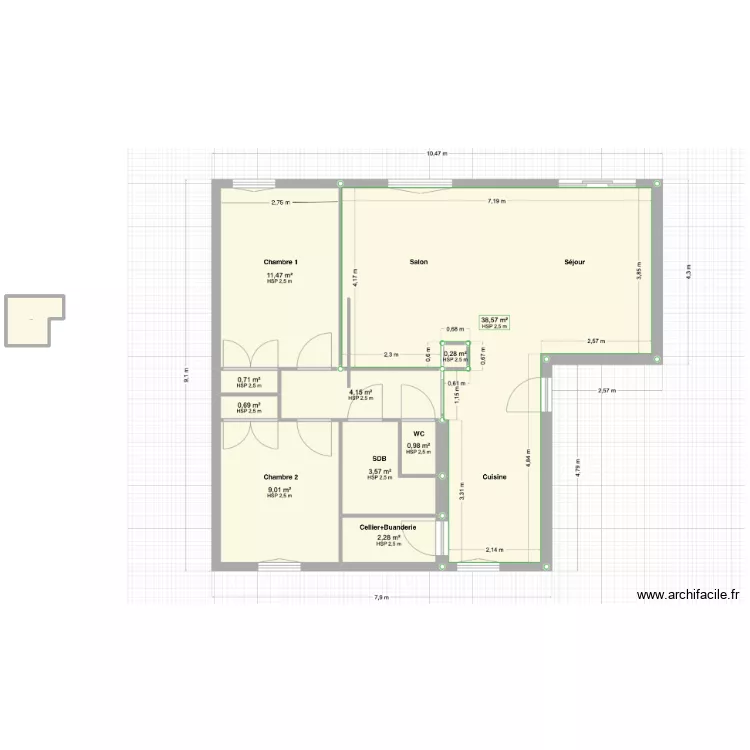 Appart pont. Plan de 
