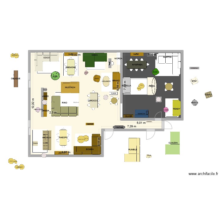 MAGASIN Mai 2025. Plan de 2 pièces et 188 m2