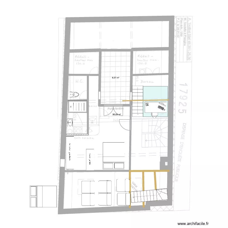 prangins l2. Plan de 2 pièces et 110 m²