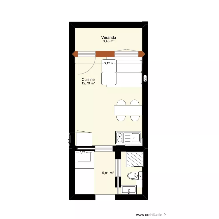 STUDIO MIJOUX. Plan de 3  et 22 m²