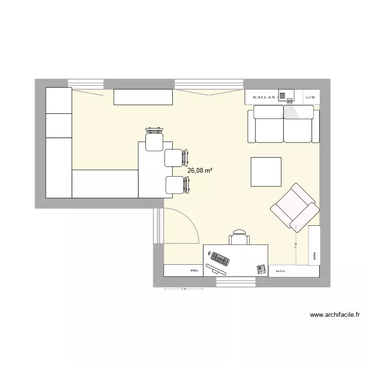 Salon new. Plan de 1  et 26 m²