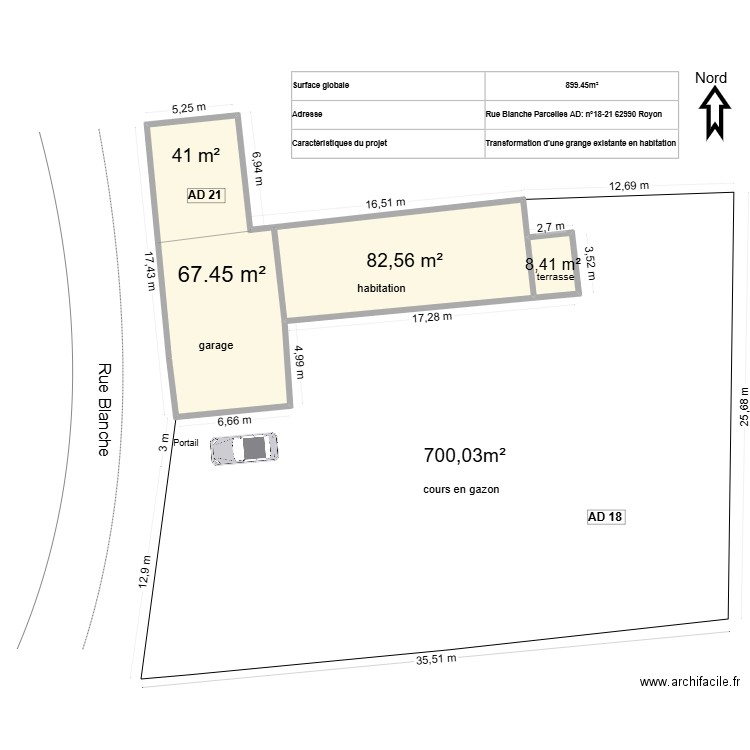 4 masse. Plan de 3 pièces et 199 m2