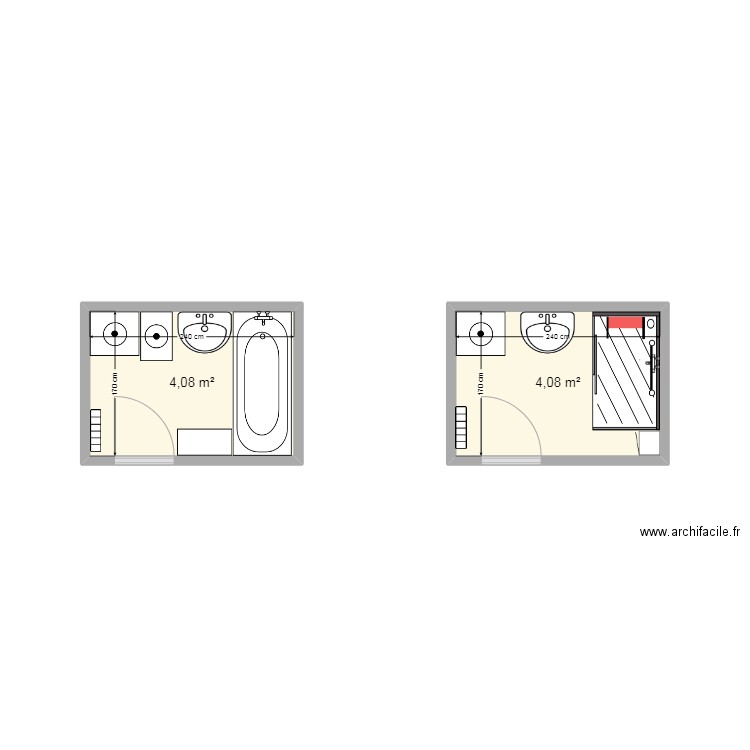 salle d'eau lef. Plan de 2 pièces et 8 m2