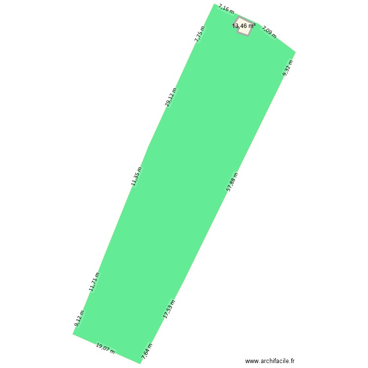 pascal. Plan de 1 pièce et 13 m2
