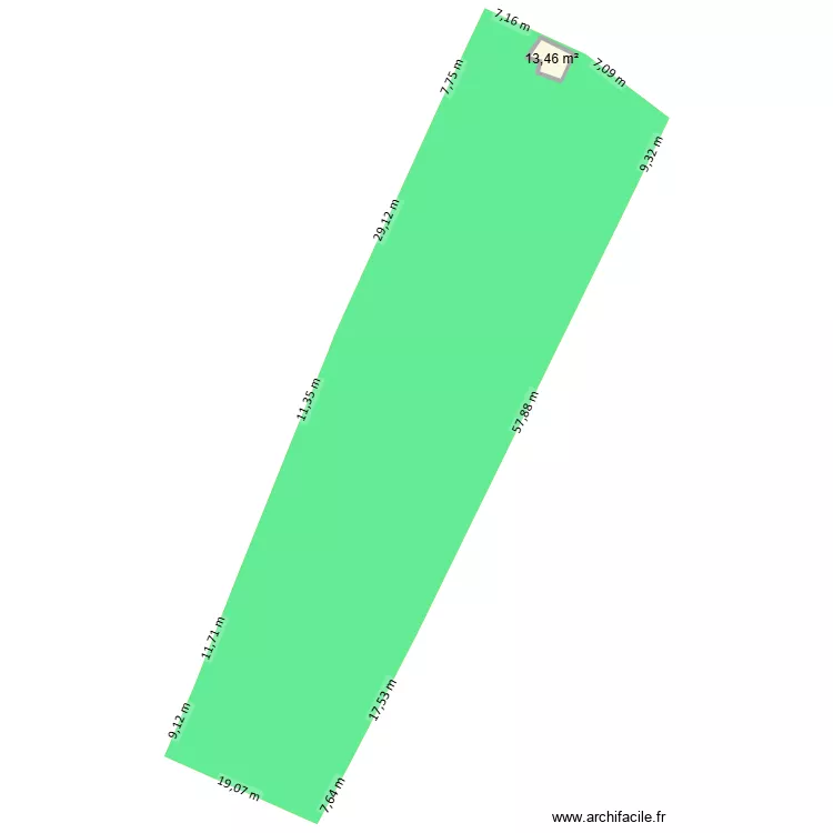 pascal. Plan de 1 pièce et 13 m²