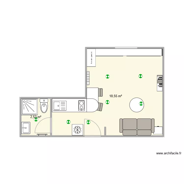 Studio projet 2. Plan de 2 et 21 m² Studio projet 2. Plan de 2 et 21 m²