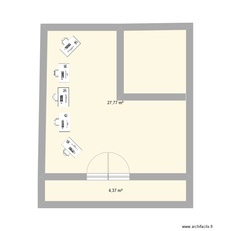 bureau. Plan de 2 pièces et 32 m2