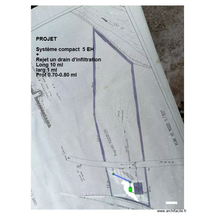 Cassoret nouveau drain. Plan de 