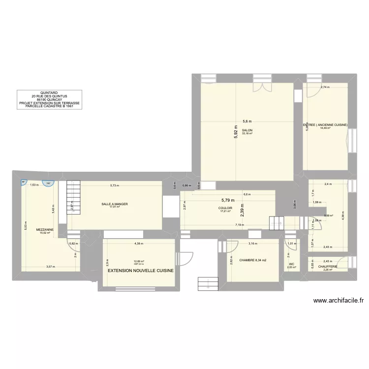 EXTENSION APRES TRAVAUX. Plan de 10  et 132 m²