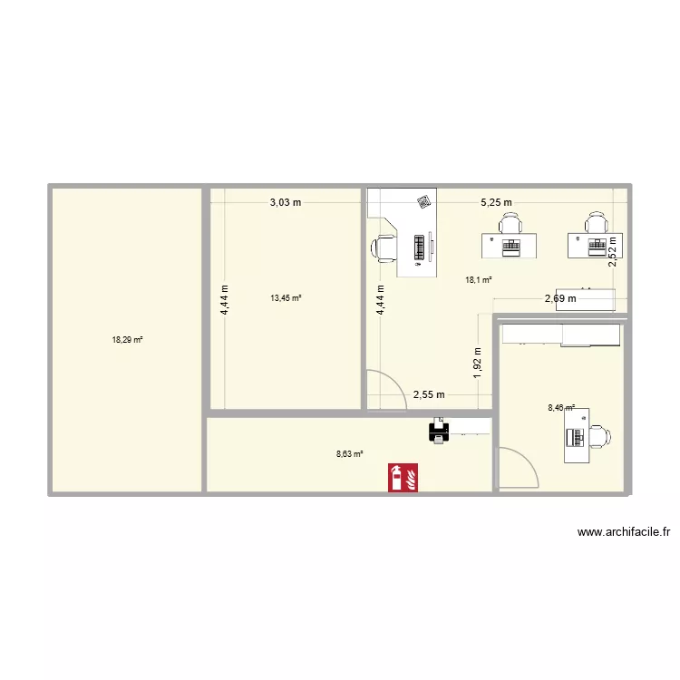 E1 RDC. Plan de 5 et 67 m² E1 RDC. Plan de 5 et 67 m²