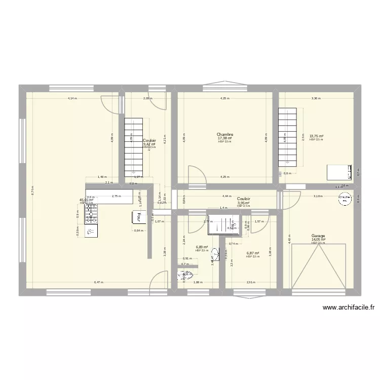 Cerisiers APRES travaux. Plan de 8  et 117 m²