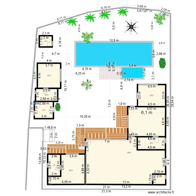 Villa 1 - NEWPOOL Kanan 1.50m. Plan de 9 pièces et 203 m2