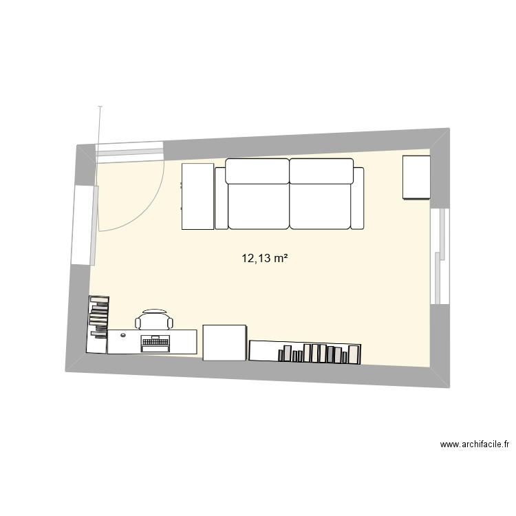 Bureau CR. Plan de 1 pièce et 12 m2