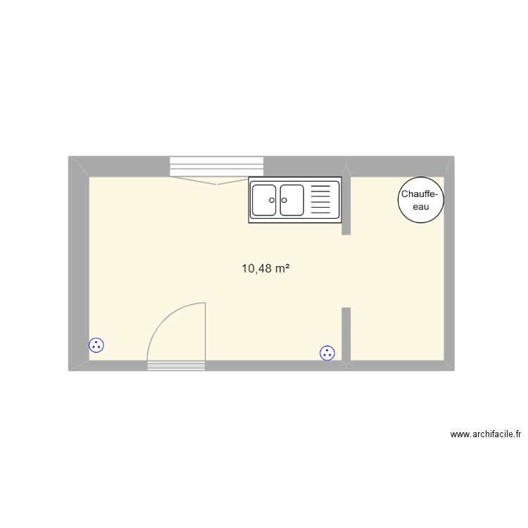 Cuisine 2. Plan de 1 pièce et 10 m2