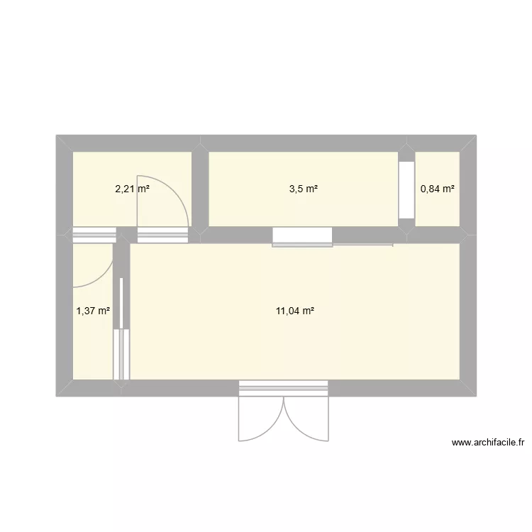 valo. Plan de 5 pièces et 19 m²