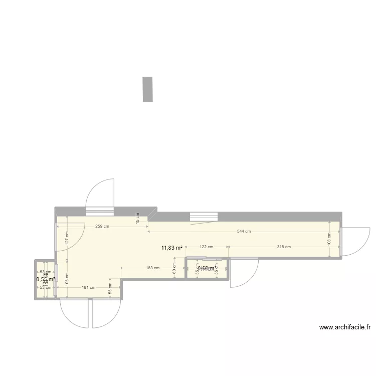 couloir 1. Plan de 3 pièces et 13 m²