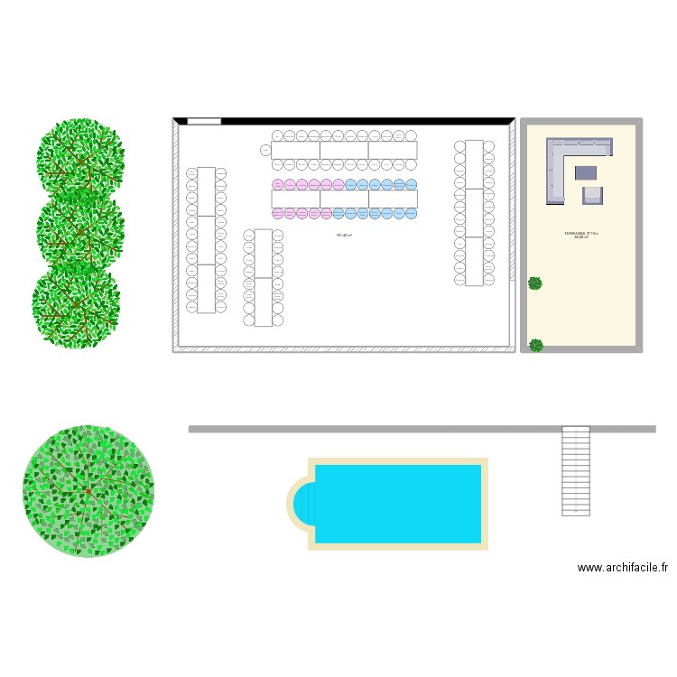 plan de table. Plan de 2 pièces et 202 m2