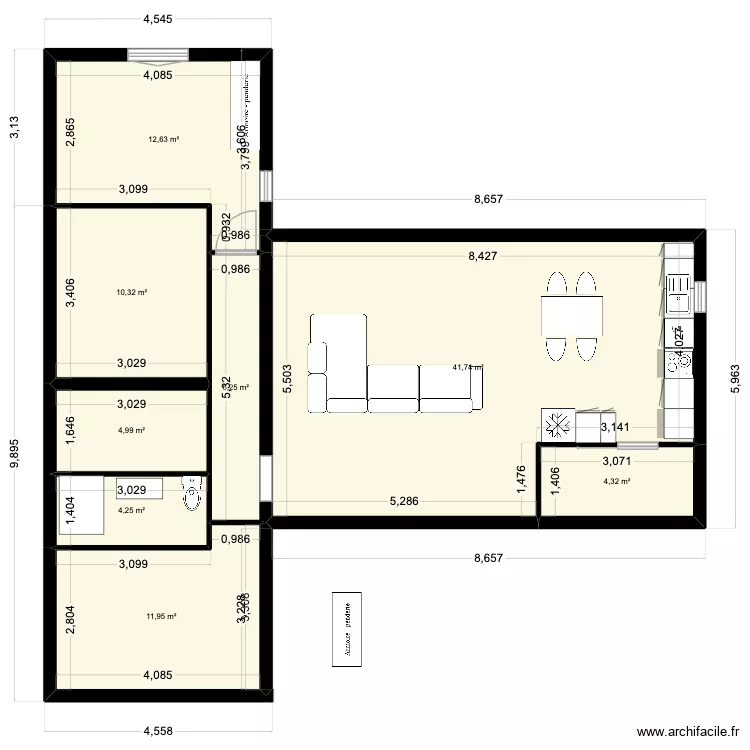 PLAN3. Plan de 8 pièces et 95 m²
