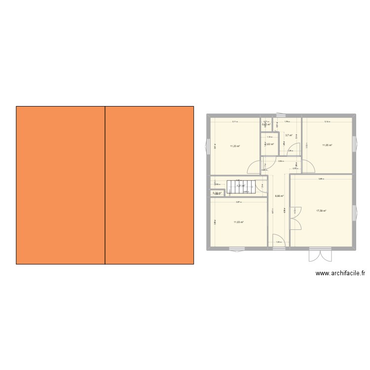 Biol. Plan de 10 pièces et 70 m2
