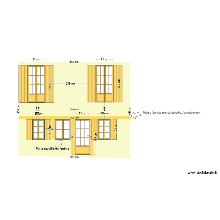 Facade sud après travaux. Plan de 0 pièce et 0 m2