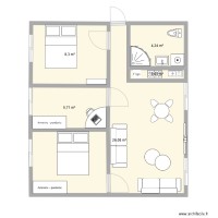 plan de 3 chambres salon avec salle à manger et cuisine