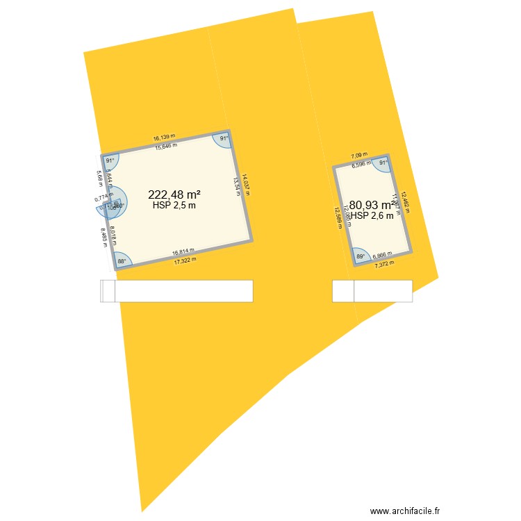 garage deux. Plan de 2 pièces et 303 m2