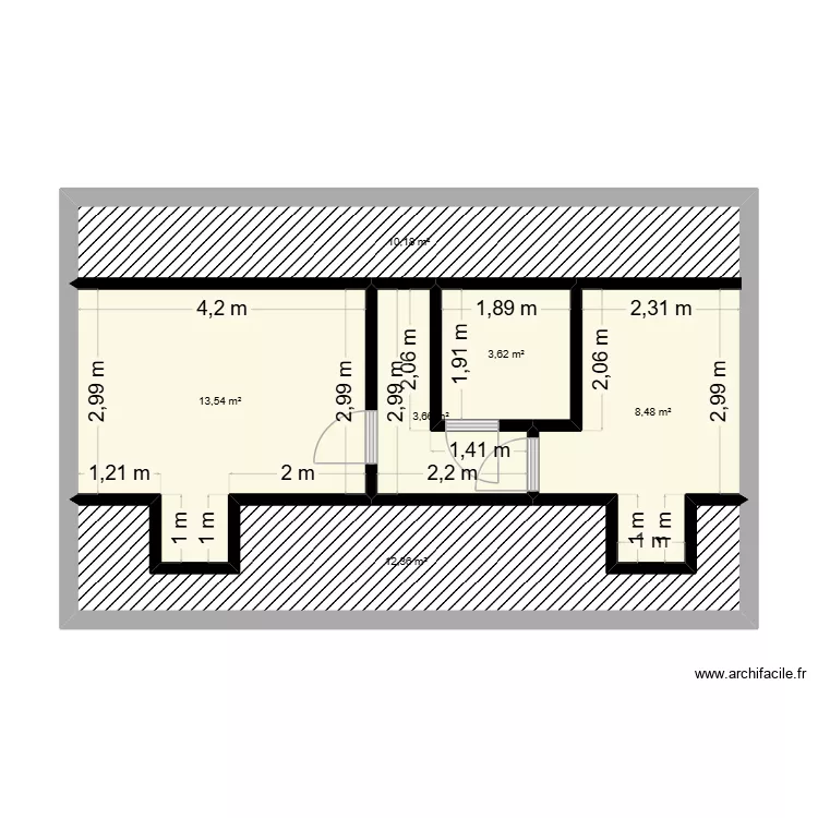 Maison - Etage. Plan de 6  et 52 m²