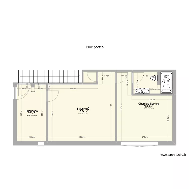 Studio Cin&eacute; Buanderie. Plan de 