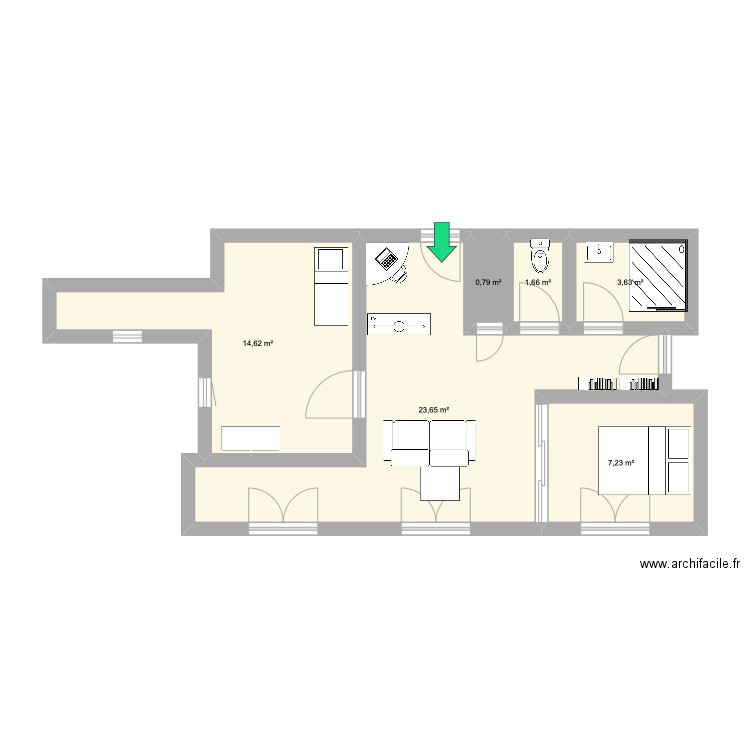 Cagnes s/ mer. Plan de 6 pièces et 52 m2