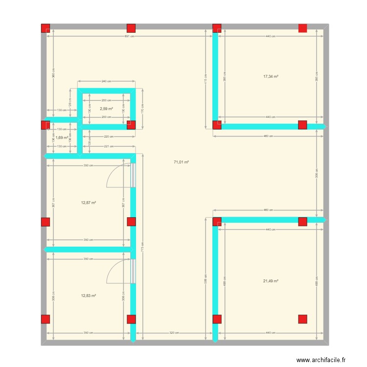 etage. Plan de 7 pièces et 140 m2