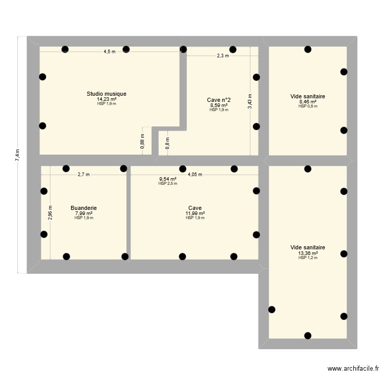DUVIVIER BRUNOY. Plan de 7 pièces et 96 m2