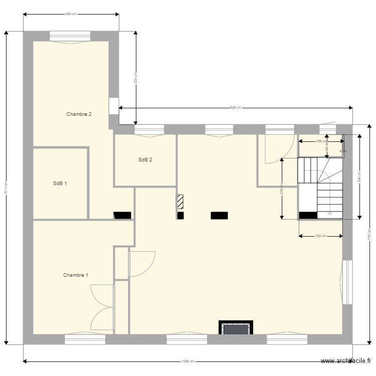 Maison Francheville le bas v1. Plan de 9 pièces et 81 m2