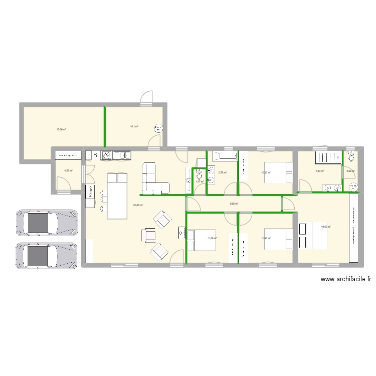 Malves Salon V3. Plan de 13 pièces et 159 m2