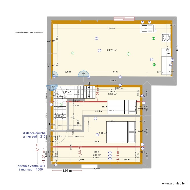 Etage Bodiguel middle sans SDB. Plan de 13 pièces et 53 m2