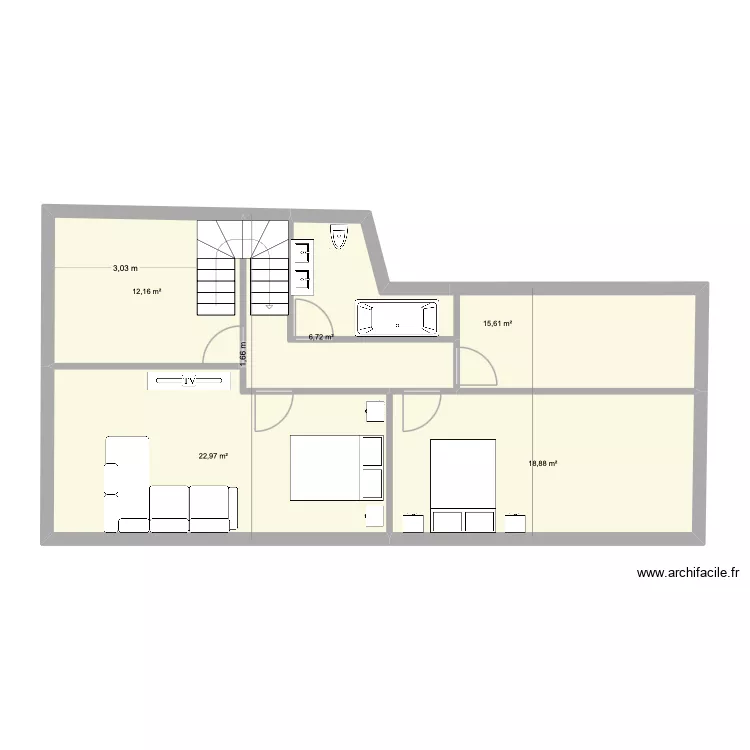 Etage 2 New Patou version Patou. Plan de 5 et 76 m² Etage 2 New Patou version Patou. Plan de 5 et 76 m²