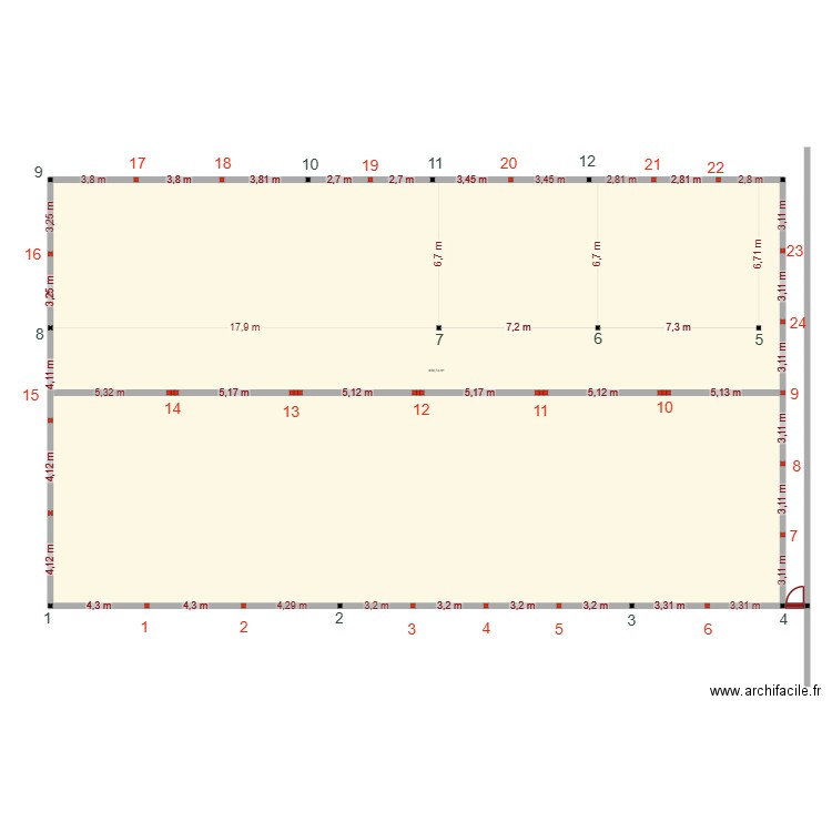 double tube. Plan de 1 pièce et 660 m2