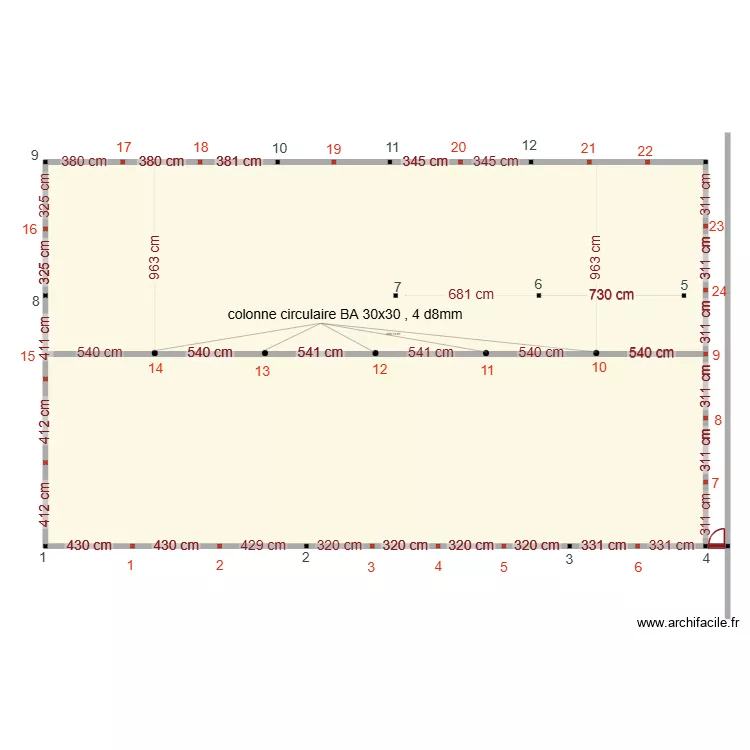 colonne circlaire. Plan de 