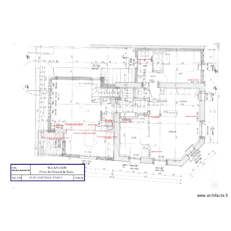 PLAN chauffage  ETAGE 1 ind B. Plan de 0 pièce et 0 m2