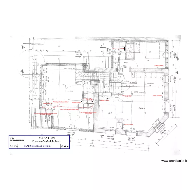 PLAN chauffage ETAGE 1 ind B. Plan de PLAN chauffage ETAGE 1 ind B. Plan de
