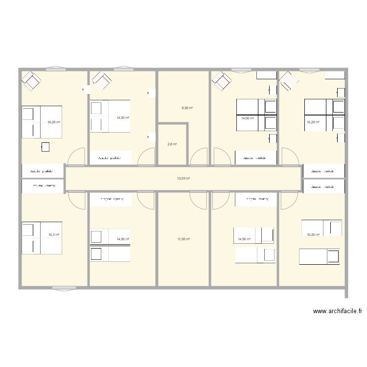 foyer colocation 2. Plan de 12 pièces et 161 m2