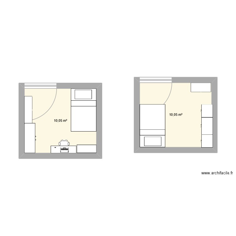 Chambre Anastasia 1. Plan de 2 pièces et 20 m2