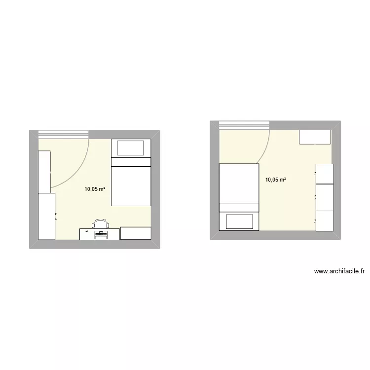 Chambre Anastasia 1. Plan de 2 pièces et 20 m²