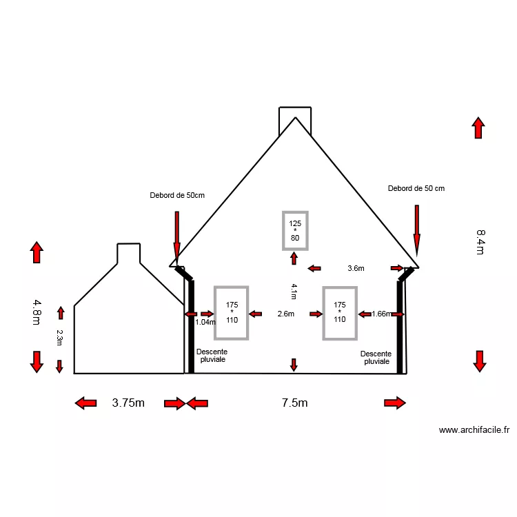cote gauche avant travaux. Plan de cote gauche avant travaux. Plan de