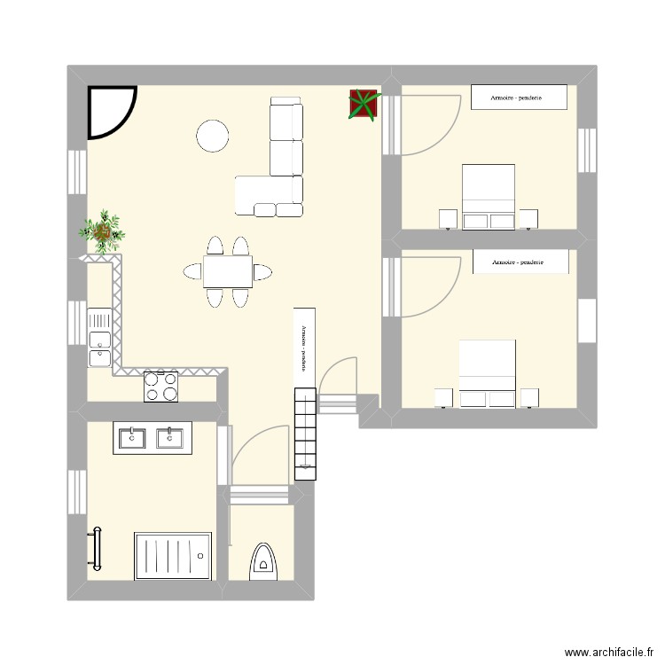 St Benigne. Plan de 6 pièces et 32 m2