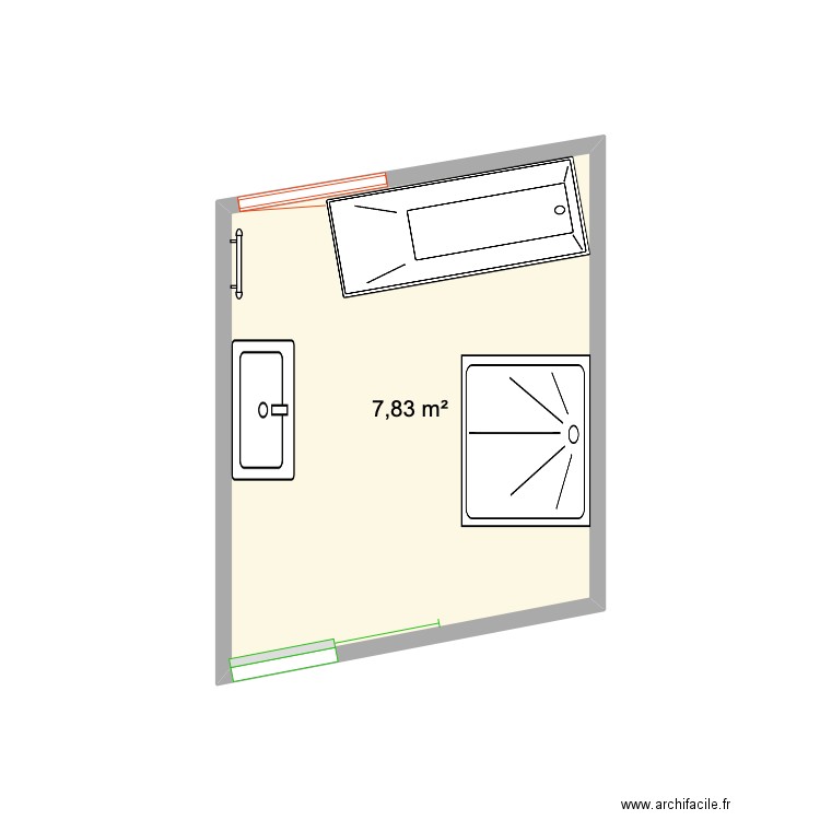 SDB 2024. Plan de 1 pièce et 8 m2
