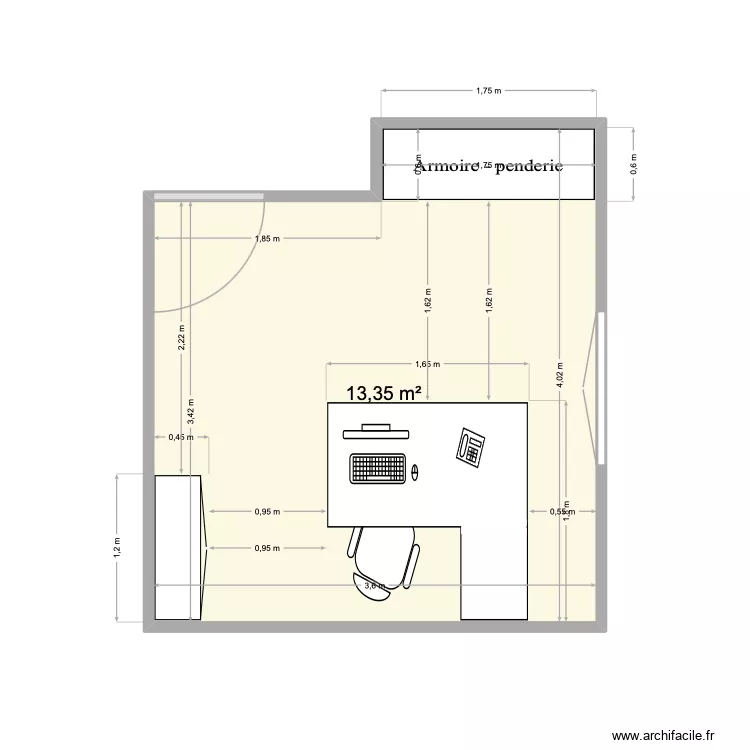 bureau FV valence. Plan de 1 Pièce et 13 m² bureau FV valence. Plan de 1 Pièce et 13 m²