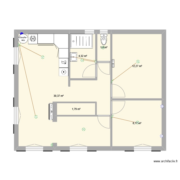 Maison33510. Plan de 6 pièces et 59 m2