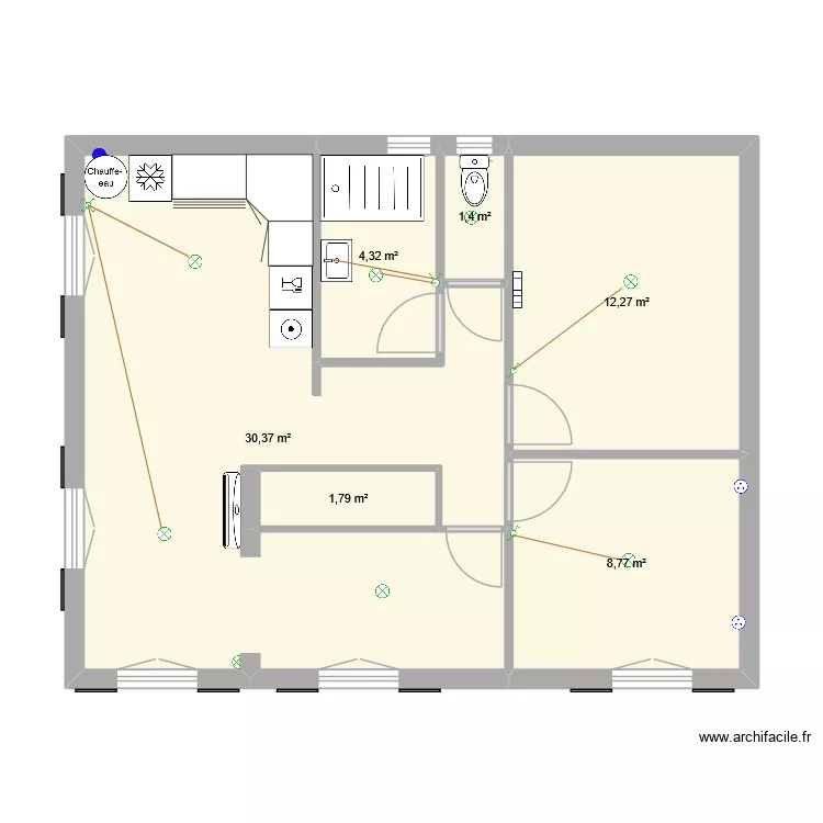Maison33510. Plan de 6  et 59 m²