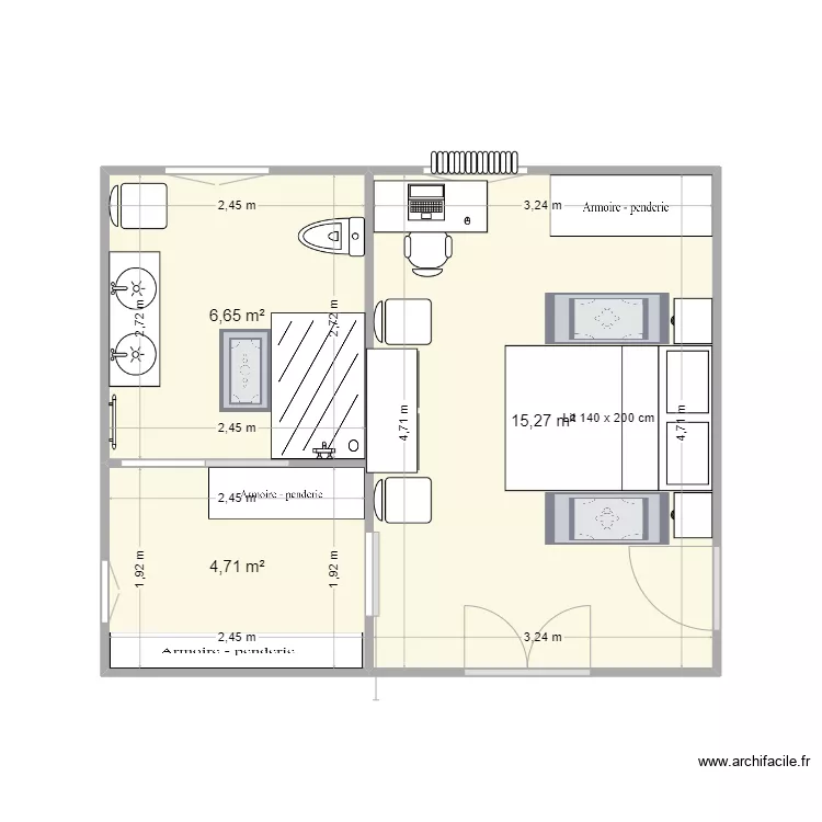 Chambre sans Chemin&eacute;e 3&egrave;me. Plan de 