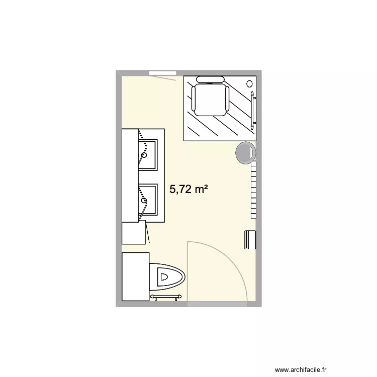 SDB perso. Plan de 1  et 6 m²